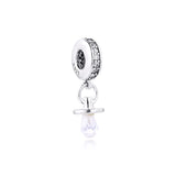 925 Silver Pacifier Charm Clear CZ Beads DIY Bracelet Jewelry Making
