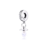 925 Silver Pacifier Charm Clear CZ Beads DIY Bracelet Jewelry Making