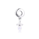 925 Silver Pacifier Charm Clear CZ Beads DIY Bracelet Jewelry Making