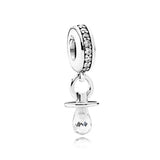 925 Silver Pacifier Charm Clear CZ Beads DIY Bracelet Jewelry Making