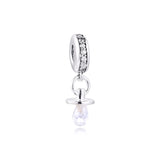 925 Silver Pacifier Charm Clear CZ Beads DIY Bracelet Jewelry Making