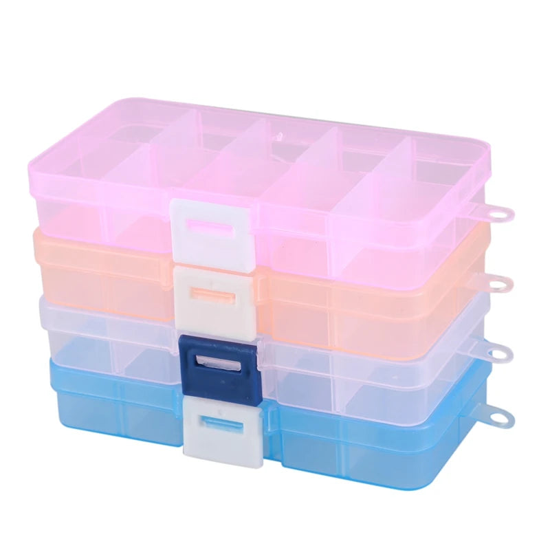 4Pcs Plastic Jewelry Box Organizer Storage Container 15 Grids