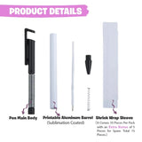 10 Sublimation Pen Blanks Coated Aluminum Tubes with Shrink Wrap for Printing