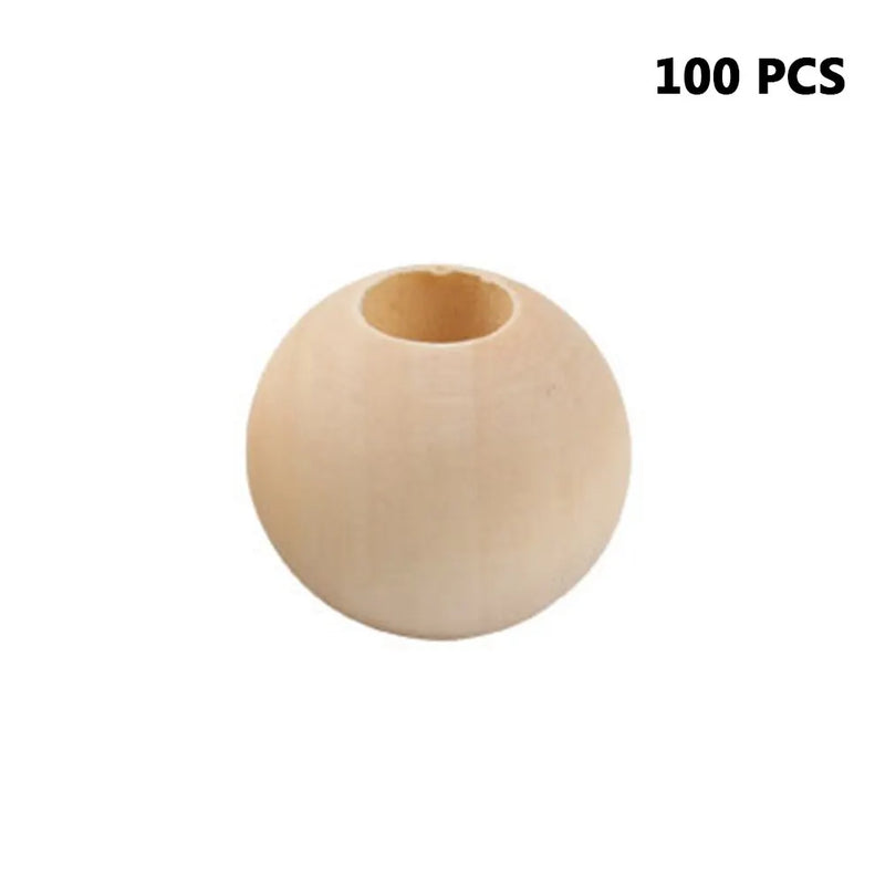 100 Natural Round Wooden Beads 6mm 8mm 10mm DIY Jewellery Making