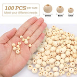 100 Natural Round Wooden Beads 6mm 8mm 10mm DIY Jewellery Making