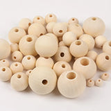 100 Natural Round Wooden Beads 6mm 8mm 10mm DIY Jewellery Making
