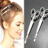 2 Scissors Dressmaker French Updo Hair Dress Snap Barrette Pin Clip
