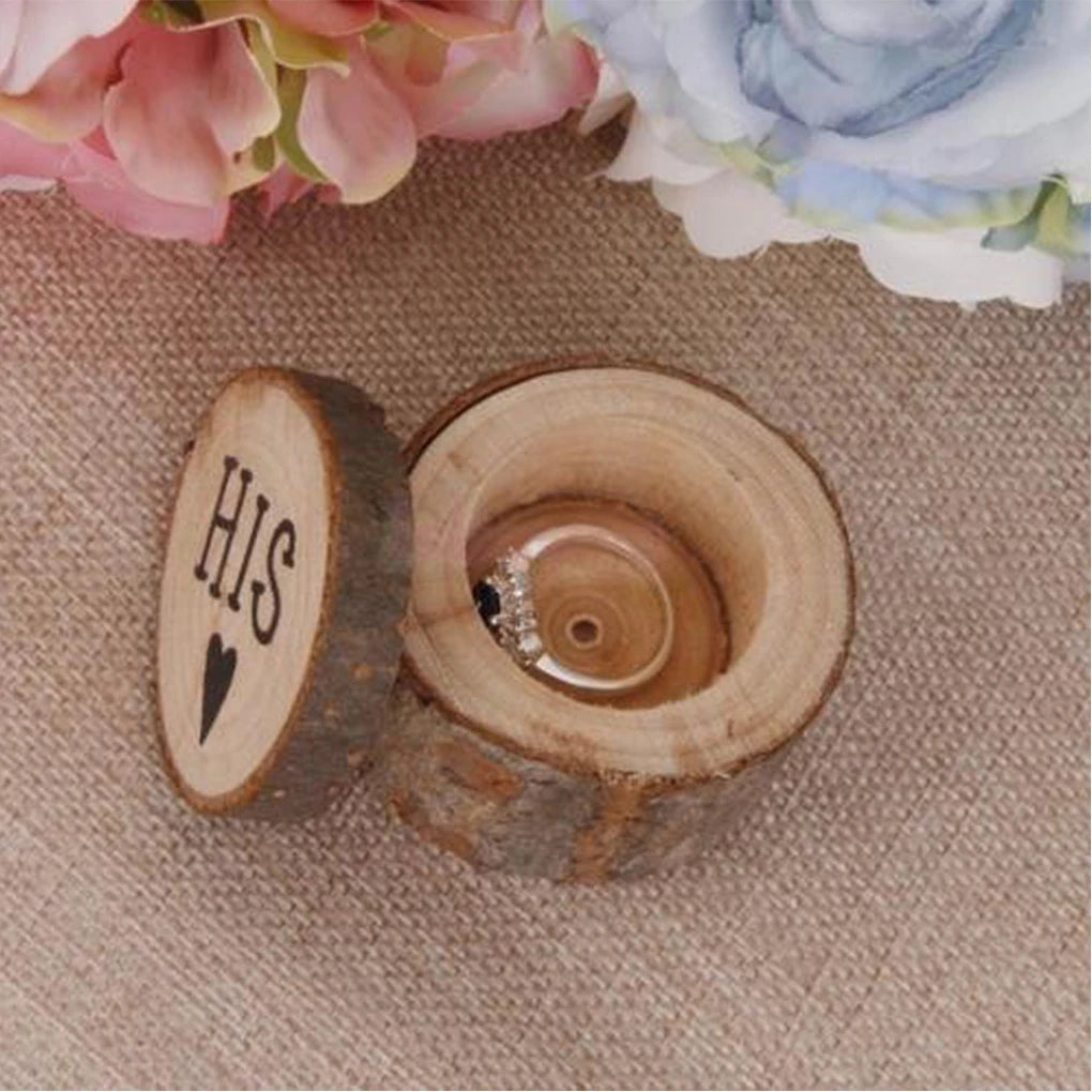 Set of 2 Vintage Wooden Wedding Ring Boxes Ceremony Jewelry Cases