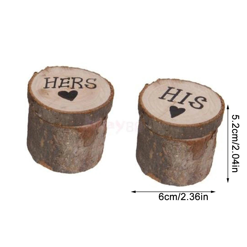 Set of 2 Vintage Wooden Wedding Ring Boxes Ceremony Jewelry Cases