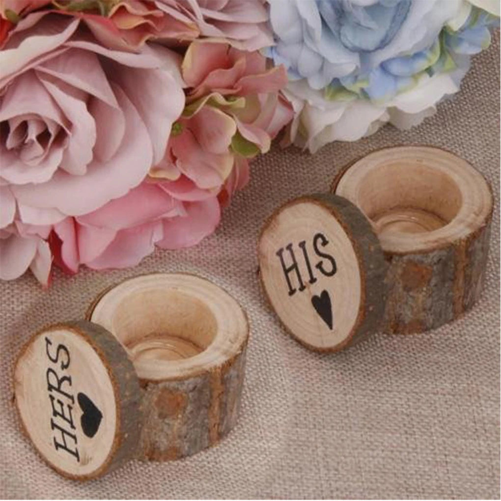 Set of 2 Vintage Wooden Wedding Ring Boxes Ceremony Jewelry Cases