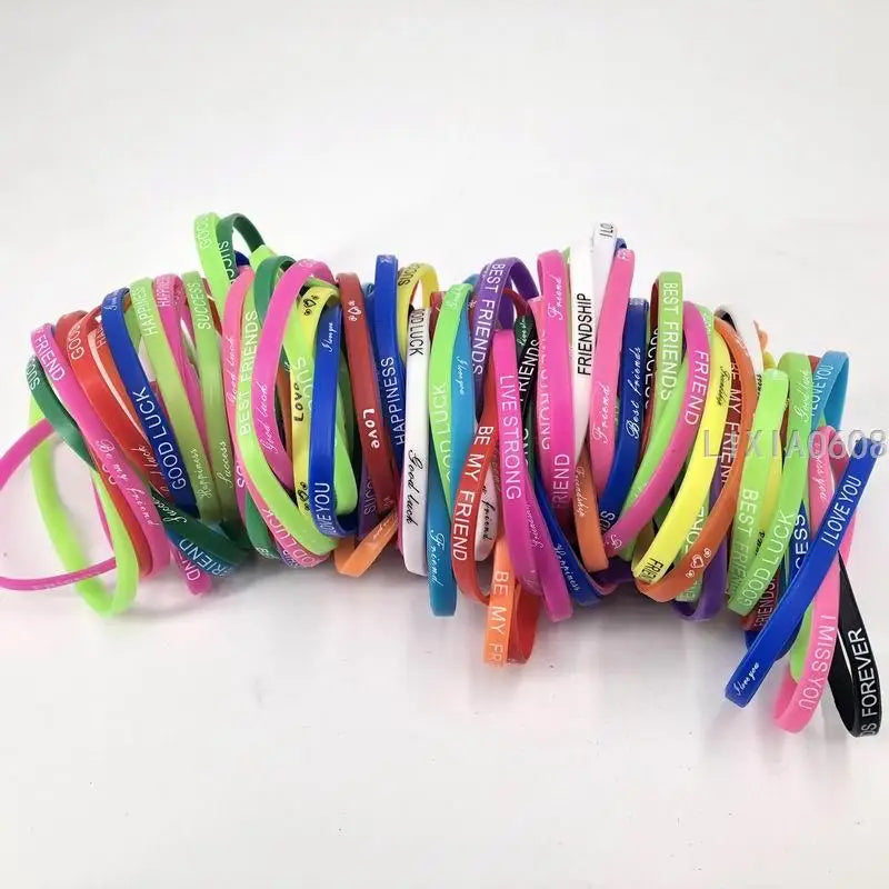 200pcs Multicolor Love Friendship Power Silicone Bracelets