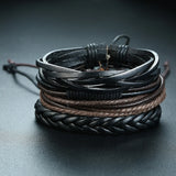 4 Men Statement Wrap Bracelets Bangles High PU Leather Jewelry Boyfriend Gift