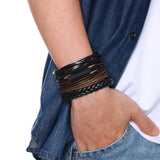 4 Men Statement Wrap Bracelets Bangles High PU Leather Jewelry Boyfriend Gift