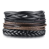 4 Men Statement Wrap Bracelets Bangles High PU Leather Jewelry Boyfriend Gift