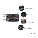 4 Men Statement Wrap Bracelets Bangles High PU Leather Jewelry Boyfriend Gift