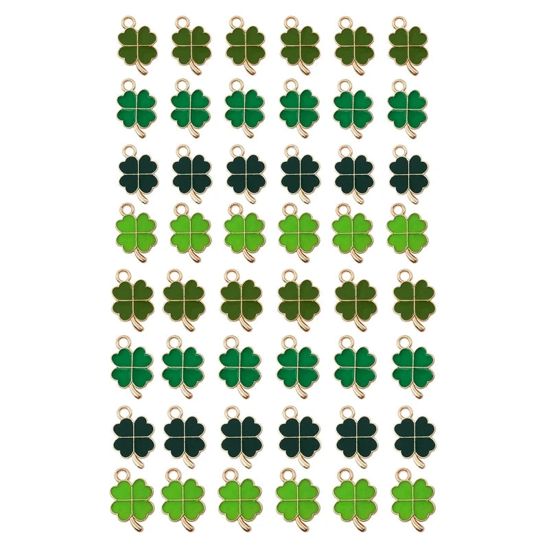 48 Happy Four-leaf Clover Pendant Charms DIY Craft Jewellery Ornaments