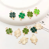 48 Happy Four-leaf Clover Pendant Necklace Charms DIY Jewellery Ornaments
