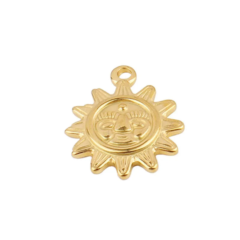 Set of 5 Stainless Steel Sun Pendants for DIY Jewelry Making