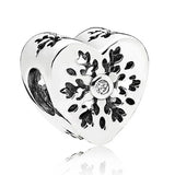 Padlock Heart & Key Snowflake Family 925 Silver Charm