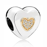 Padlock Heart & Key Snowflake Family 925 Silver Charm