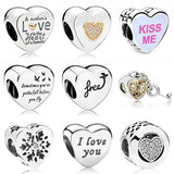 Padlock Heart & Key Snowflake Family 925 Silver Charm