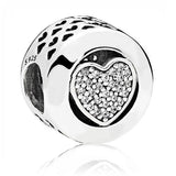 Padlock Heart & Key Snowflake Family 925 Silver Charm