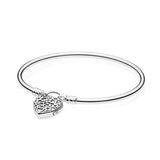 925 Silver Padlock Bangle Bracelet for European Charms