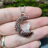 Pagan Crescent Moon Healing Crystal Pendant Necklace