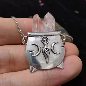 Pagan Witch Altar with Crystal Necklace for Gothic Fans