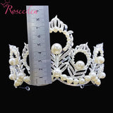 Rhinestone Silver Pearls Feather Diadems Miss Universe Tiaras and Crowns