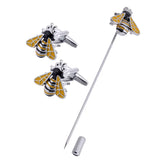 Bee Cufflinks Brooch Set Insect Animal Shape Men's Jewelry
