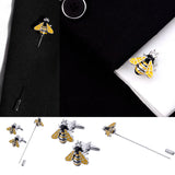 Bee Cufflinks Brooch Set Insect Animal Shape Men's Jewelry