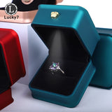 Painted Crown LED Light Jewelry Box Couple Proposal Ring Box