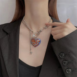Painted Love Glass Pearl Y2K Pendant Necklace for Women