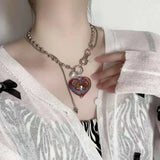 Painted Love Glass Pearl Y2K Pendant Necklace for Women