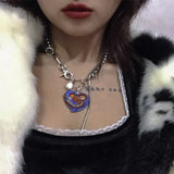 Painted Love Glass Pearl Y2K Pendant Necklace for Women