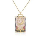 Painted Tarot Charms Moon Star Sun DIY Pendant Necklace