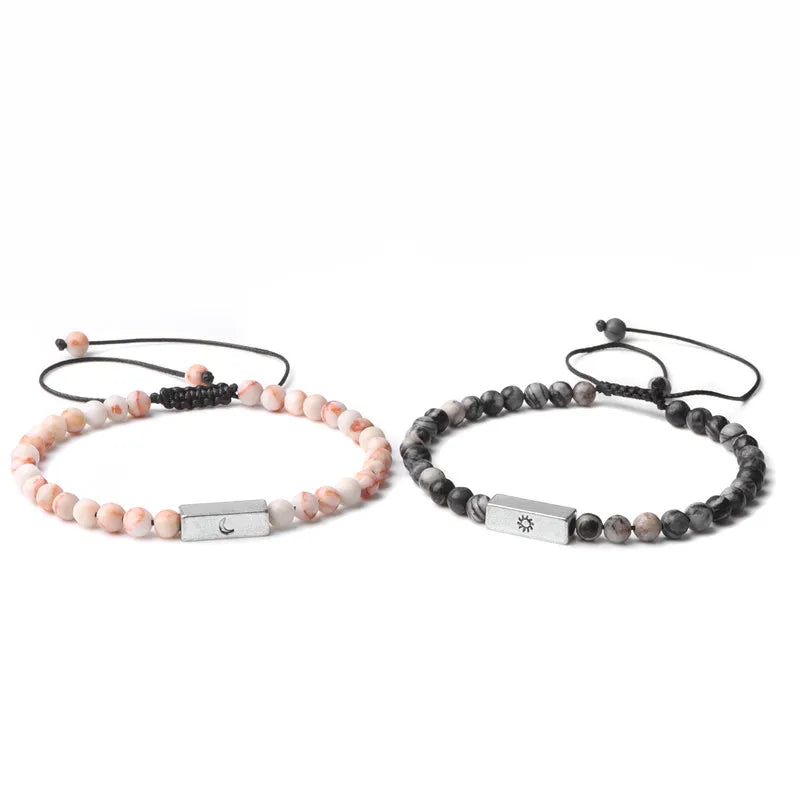 Pair Couple Beads Bracelets Natural Stone Bracelet Charm Lover Bracelets Bangle