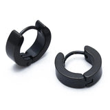 Men's Titanium Steel Hoop Huggie Earrings, 4mm x 9mm