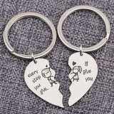 Heart Puzzle Couples Gift Keychain Every Step Give I`ll You Funny Keyring