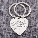 Heart Puzzle Couples Gift Keychain Every Step Give I`ll You Funny Keyring