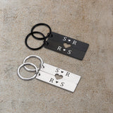 Personalized Couple Keychain Initials Heart Keyring Custom Anniversary Gift