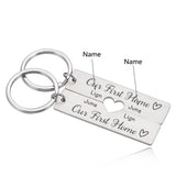 Personalized Couple Keychain Initials Heart Keyring Custom Anniversary Gift