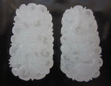 Rare Carved Natural Jade Pendant- Dragon & Phoenix