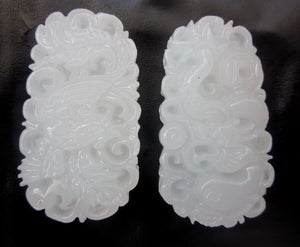 Rare Carved Natural Jade Pendant- Dragon & Phoenix
