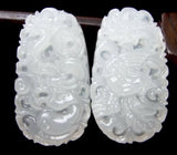 Rare Carved Natural Jade Pendant- Dragon & Phoenix