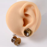 Pair Stone Ear Gauges Double Flare Organic Natural Stone Ear Plugs