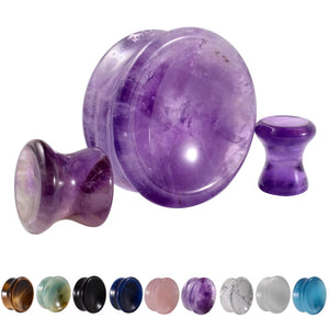 Pair Stone Ear Gauges Double Flare Organic Natural Stone Ear Plugs