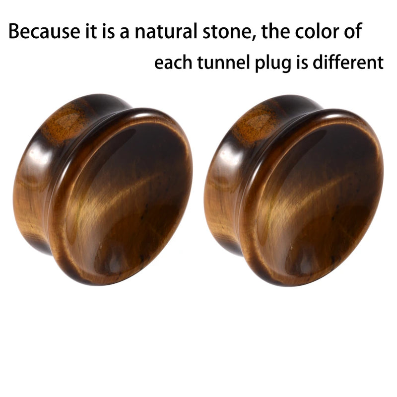 Pair Stone Ear Gauges Double Flare Organic Natural Stone Ear Plugs