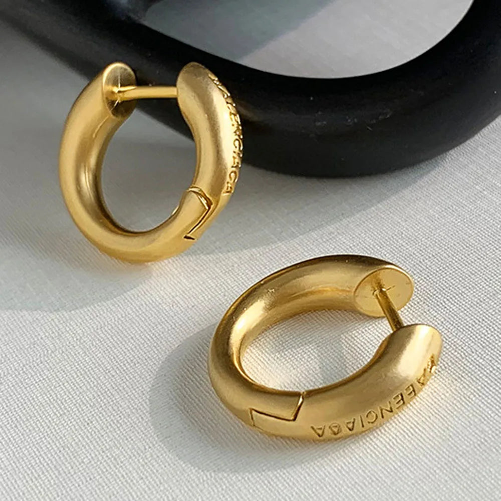 Vintage Solid Hoop Earrings Enamel Ladies Jewelry